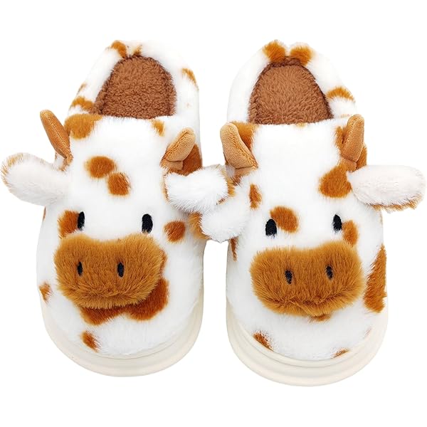 Benny & Mabel Brown Cow Slippers